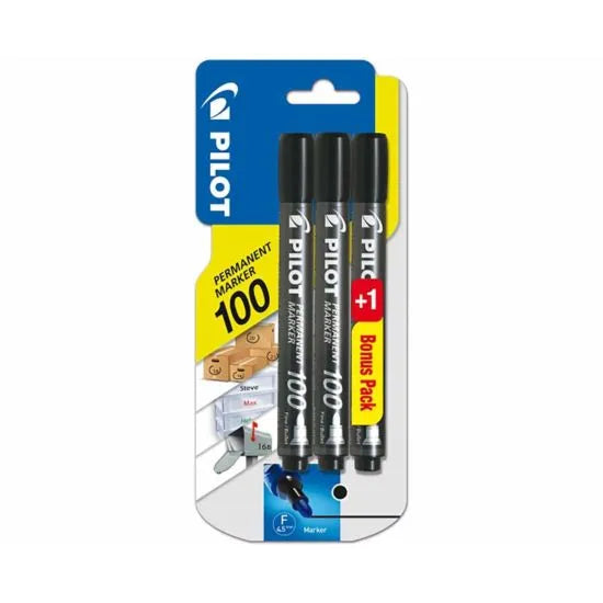 Pilot 100 Series Permanent Marker Pack of 3