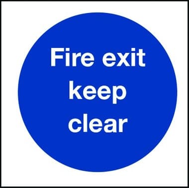 Fire exit keep clear sign