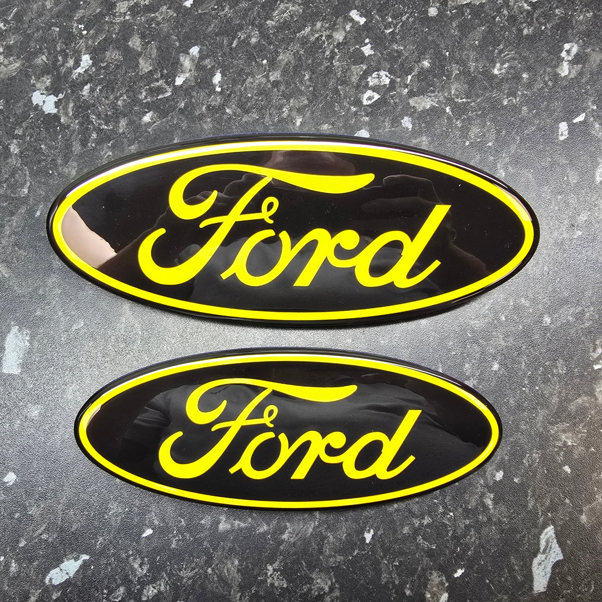 "Oval" Ford Gel Badge Overlays - Mk9 Transit Custom (WITH LIFT UP TAILGATE)