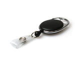 Black Solid Carabiner Card Reels with Reinforced Straps (Pack of 50)