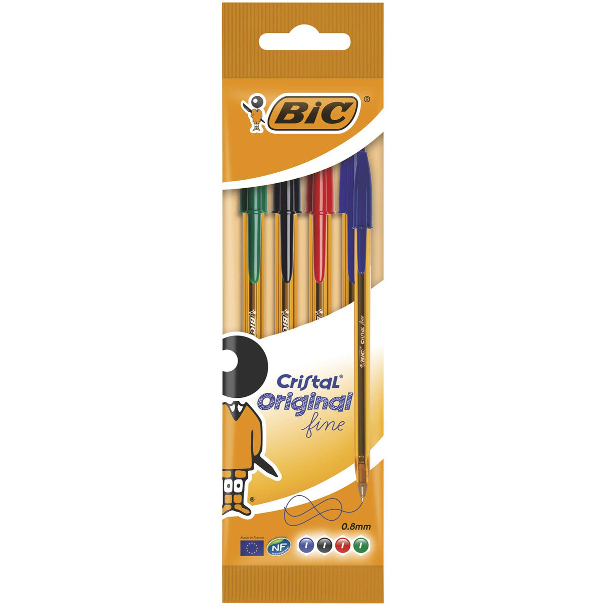 BIC Cristal Fine Ballpoint Pen Pack of 4 Assorted