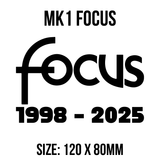 Focus Heritage Decal Sticker  (1998-2025)