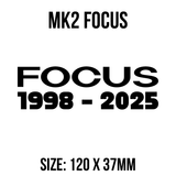 Focus Heritage Decal Sticker  (1998-2025)