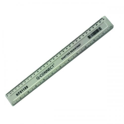 Q-Connect Ruler Shatterproof 300mm White (Inches on one side and cm/mm on the other)