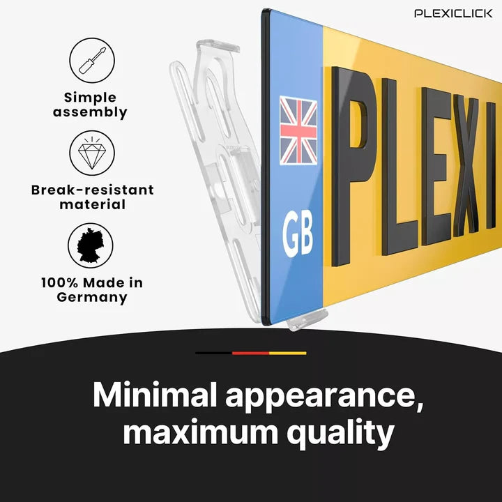 PlexiClick® - Invisible Number Plate Holder Clip