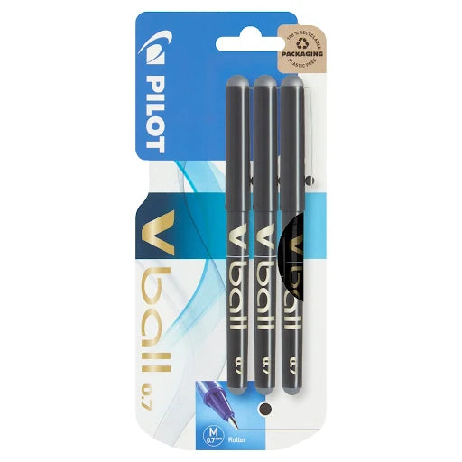 Pilot V Ball Black Pens 3pk