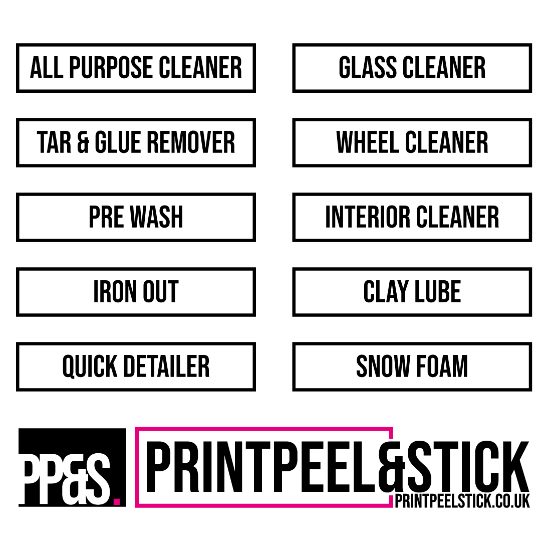 Vehicle Cleaning / Detailing Spray Bottle Label Set